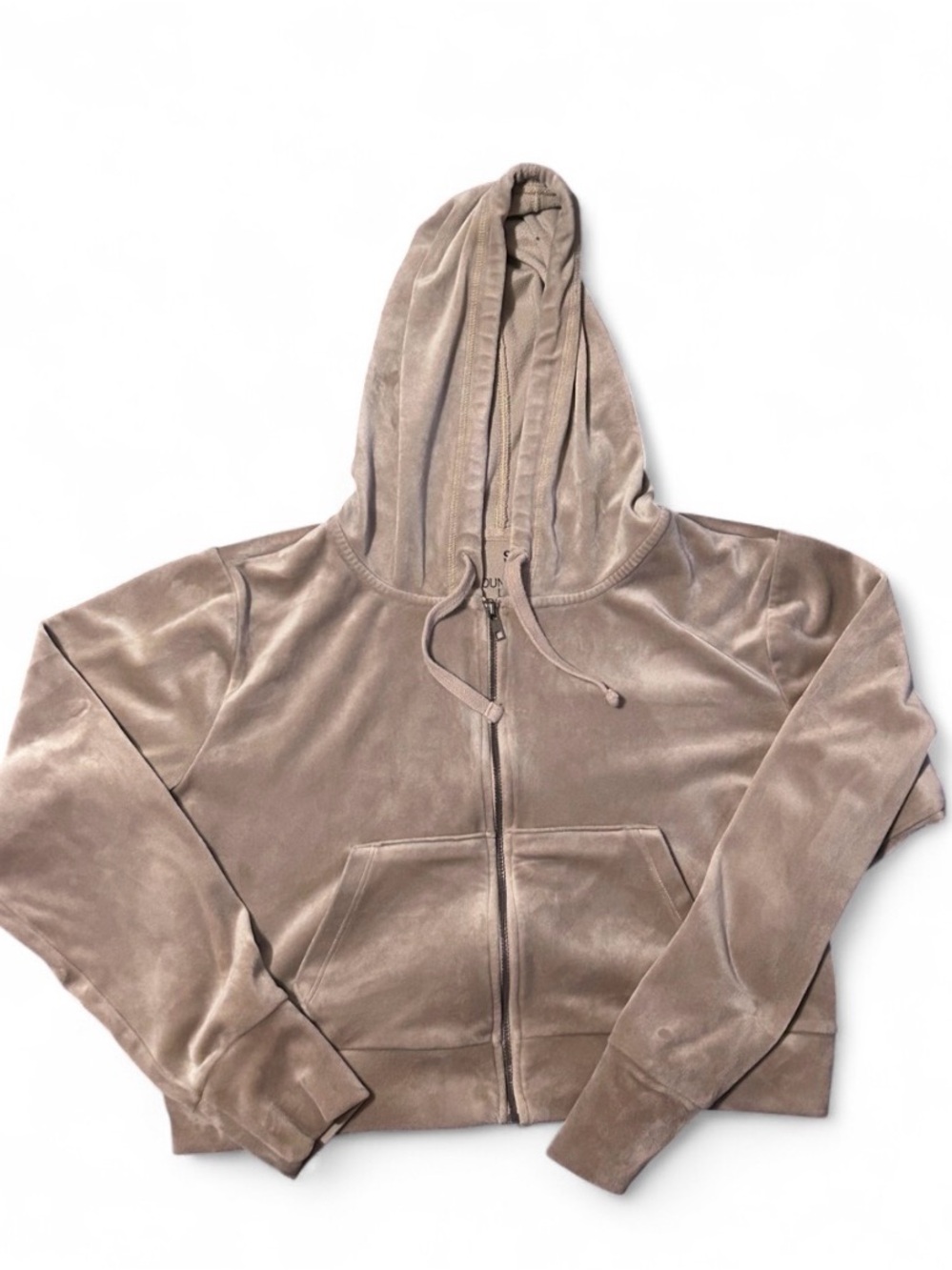 SO Taupe Velvet Zip-Up Hoodie Jacket